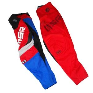 MSR Motocross Racing Pants x 2 pair Mens Med Red Blue Black Dirt Bike Gear Sz 32
